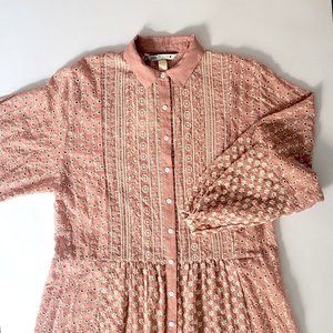 Cottagecore Zara NWT Eyelet Cotton Mauve nap dress long sleeve